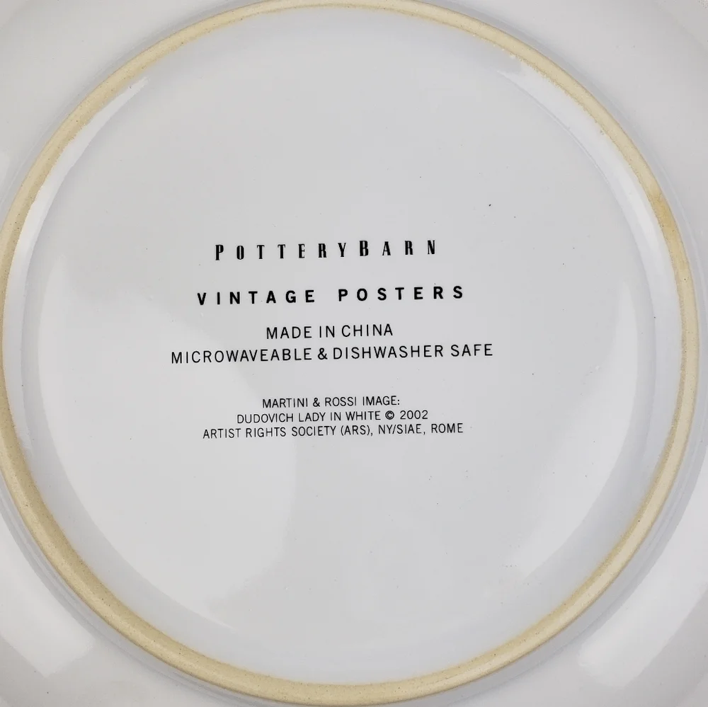 Pottery Barn Rare 2002 Vintage Movie Poster Liquor Salad Dessert Plates 4 Set #1